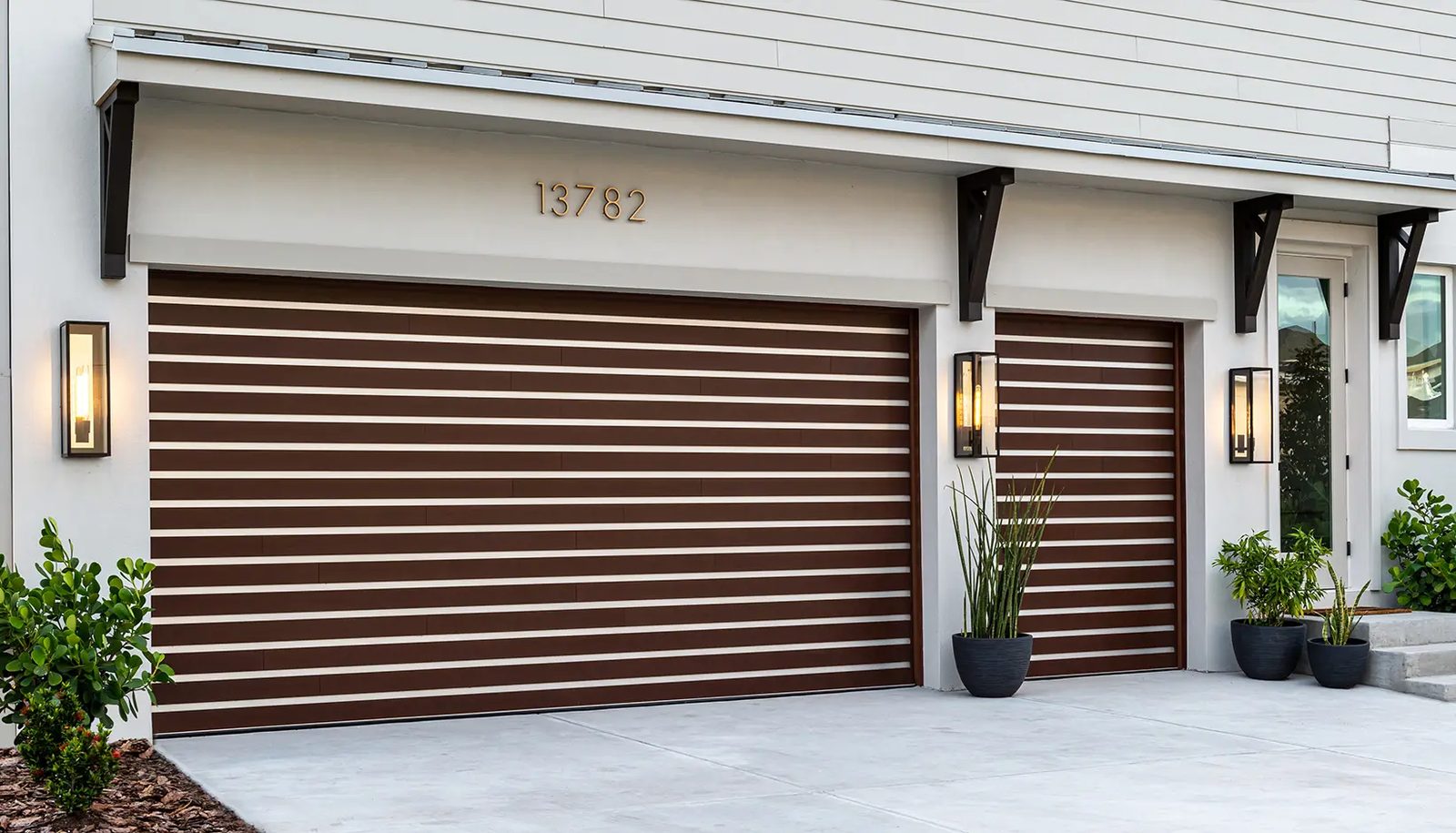 A well-maintained modern garage door